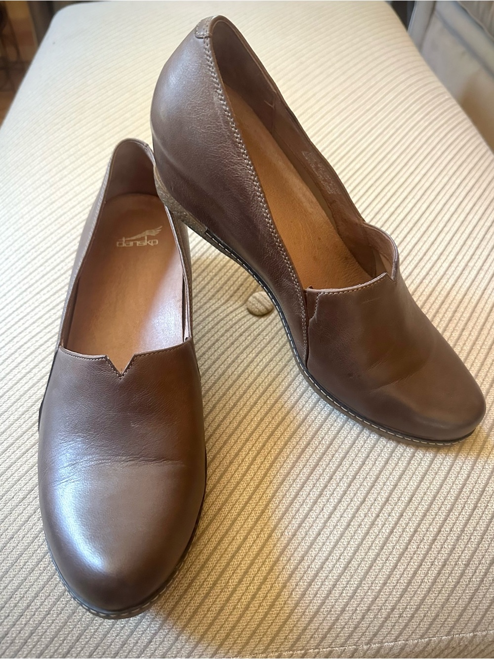 Dansko Liliana Brown Leather Hidden Wedge Shoes EU 42 US 11.5 Comfort Loafer